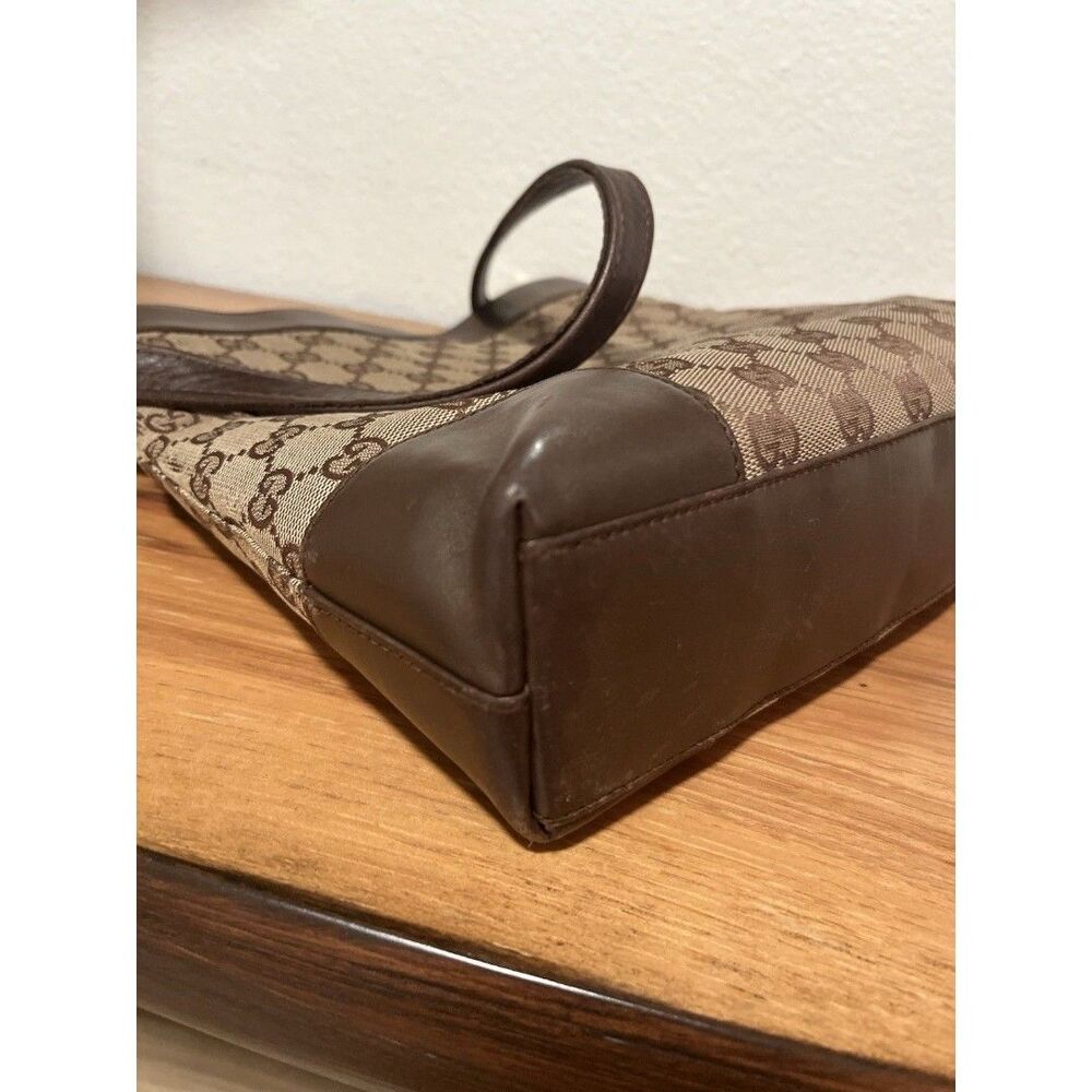 Auth Gucci Jackie GG Canvas Leather Beige Dark Brown One Shoulder Bag - Picture 9 of 10
